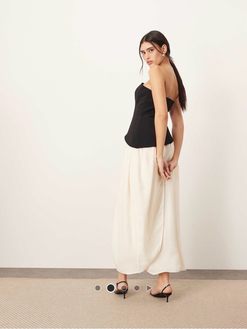 ASOS Arrange Strapless Black and Cream Two-Tone Midi Dress - Picture 11 of 11